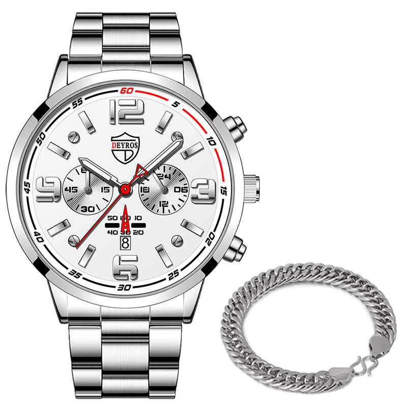 DEYROS Gold Chronograph Watch & Bracelet Set β Luxury Gift for Men (Various Colours)