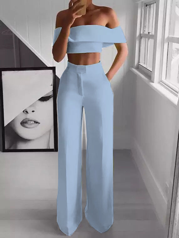 ✨ Sleek & Chic Off-Shoulder Two-Piece Set – Modern Elegance in Various Colours 🤍👠