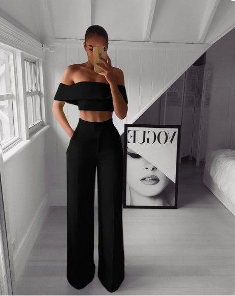 ✨ Sleek & Chic Off-Shoulder Two-Piece Set – Modern Elegance in Various Colours 🤍👠