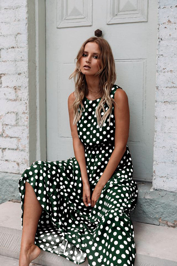 🎀 Vintage Dot Boho Maxi Dress – Retro-Chic Comfort in Various Colours 💫🧡
