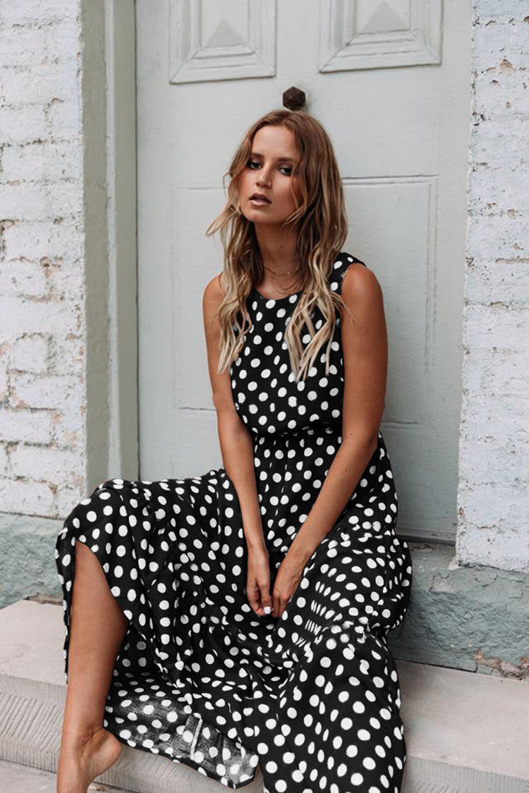🎀 Vintage Dot Boho Maxi Dress – Retro-Chic Comfort in Various Colours 💫🧡