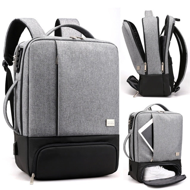 🎒 UrbanTech Multi-Compartment Laptop Backpack – Grey, Black & Blue Options