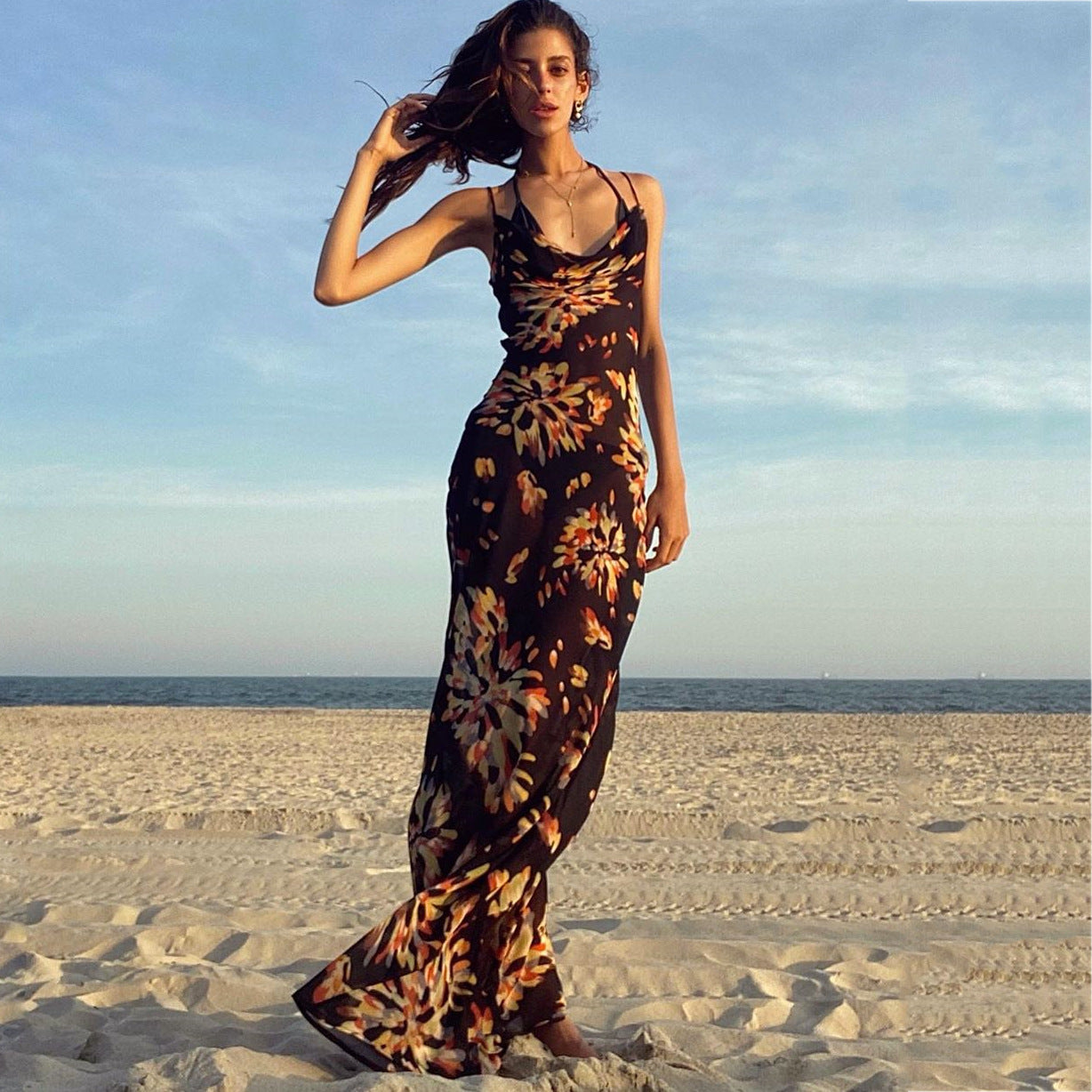 🌊 Coastal Mirage Bodycon Maxi Dress – Available in Various Colours