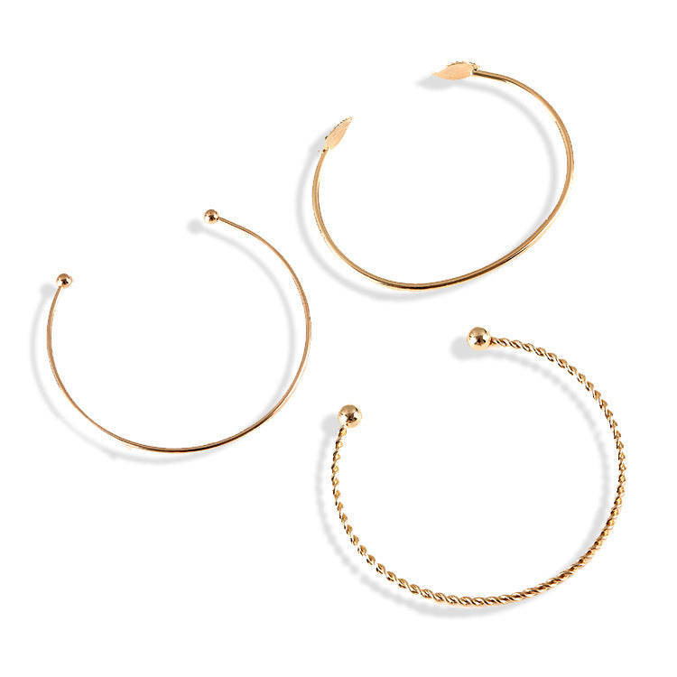 🌿 Gold Leaf Triple Bangle Set – Elegant Nature-Inspired Style 🌿