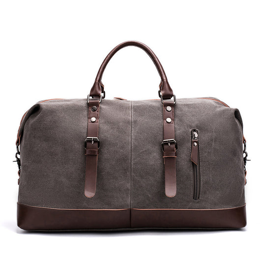 Canvas travel bag male simulation leather PU outdoor supplies luggage travel fitness photography bag large-capacity handbag