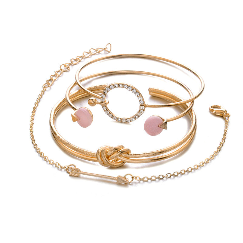 🌸 Title: Rose Gold Layered Bracelet Set – Elegant Charm