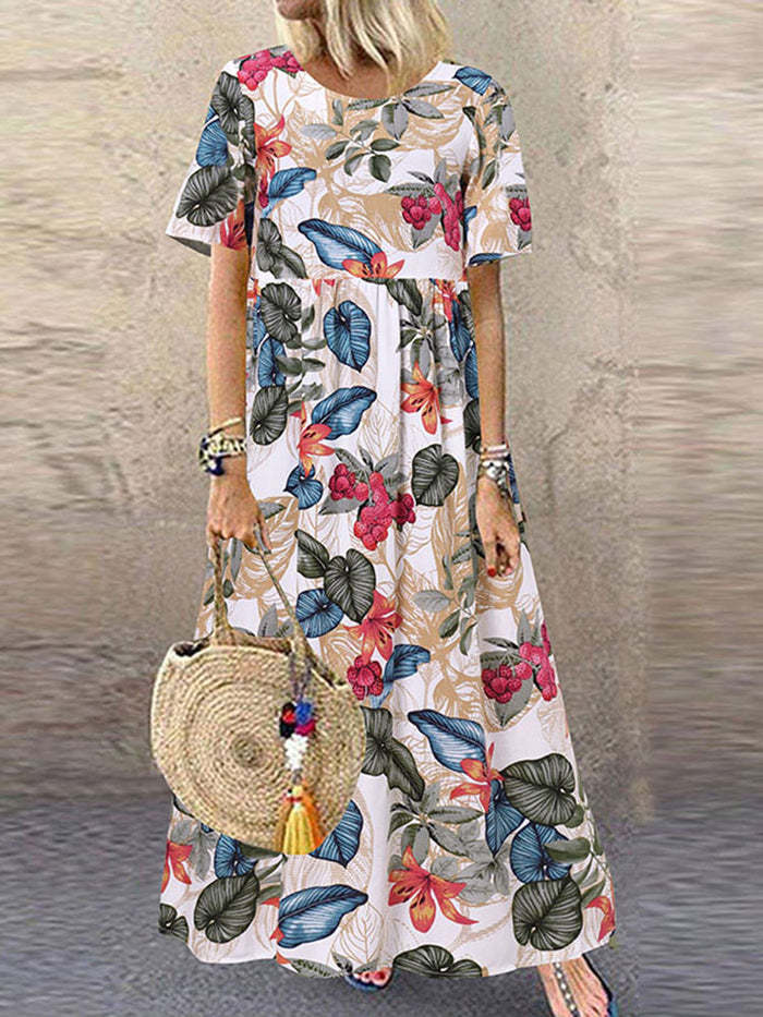 🌺 Island Escape Boho Maxi Dress – Available in Various Tropical Prints
