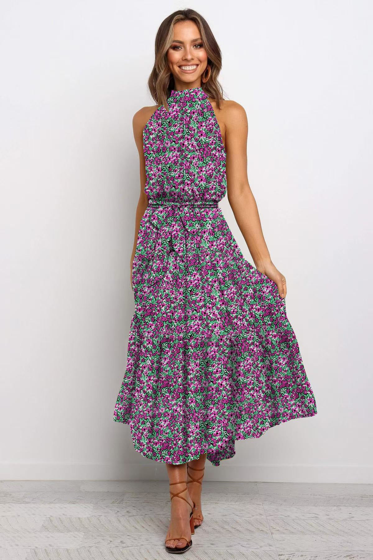 🌿 Title: “Twirl Into Summer: The Polka Dot Tiered Halter Dress – Now in Multiple Colours!” 💚☀️