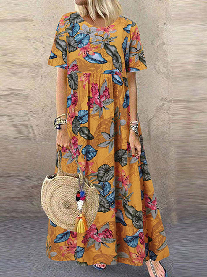 🌺 Island Escape Boho Maxi Dress – Available in Various Tropical Prints