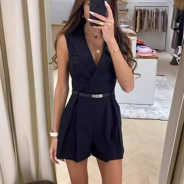 💼 Power Chic Sleeveless Blazer Romper – Tailored Elegance in Various Colours 👠✨