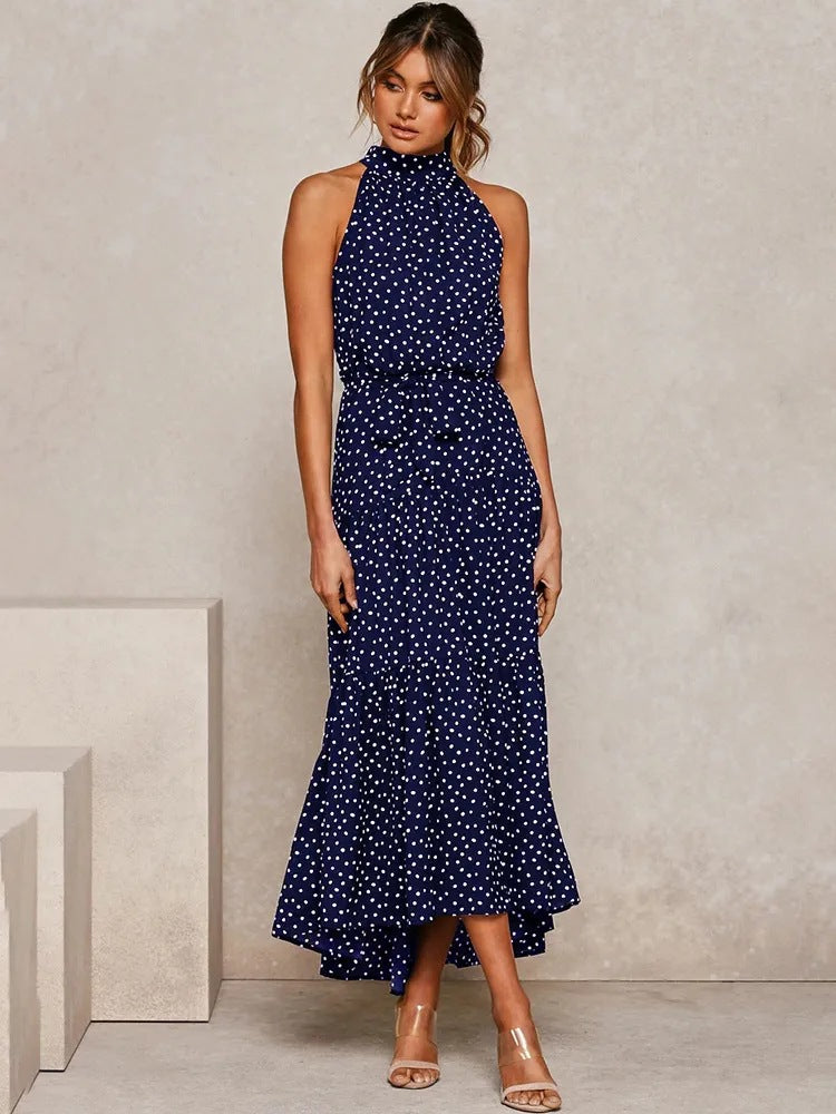 🌿 Title: “Twirl Into Summer: The Polka Dot Tiered Halter Dress – Now in Multiple Colours!” 💚☀️