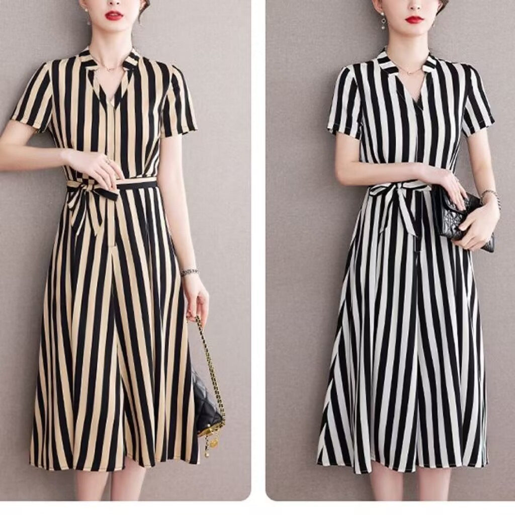 🖤 Classic Stripe Belted Shirt Dress – Sleek, Smart & Sophisticated in Various Colours 👗✨