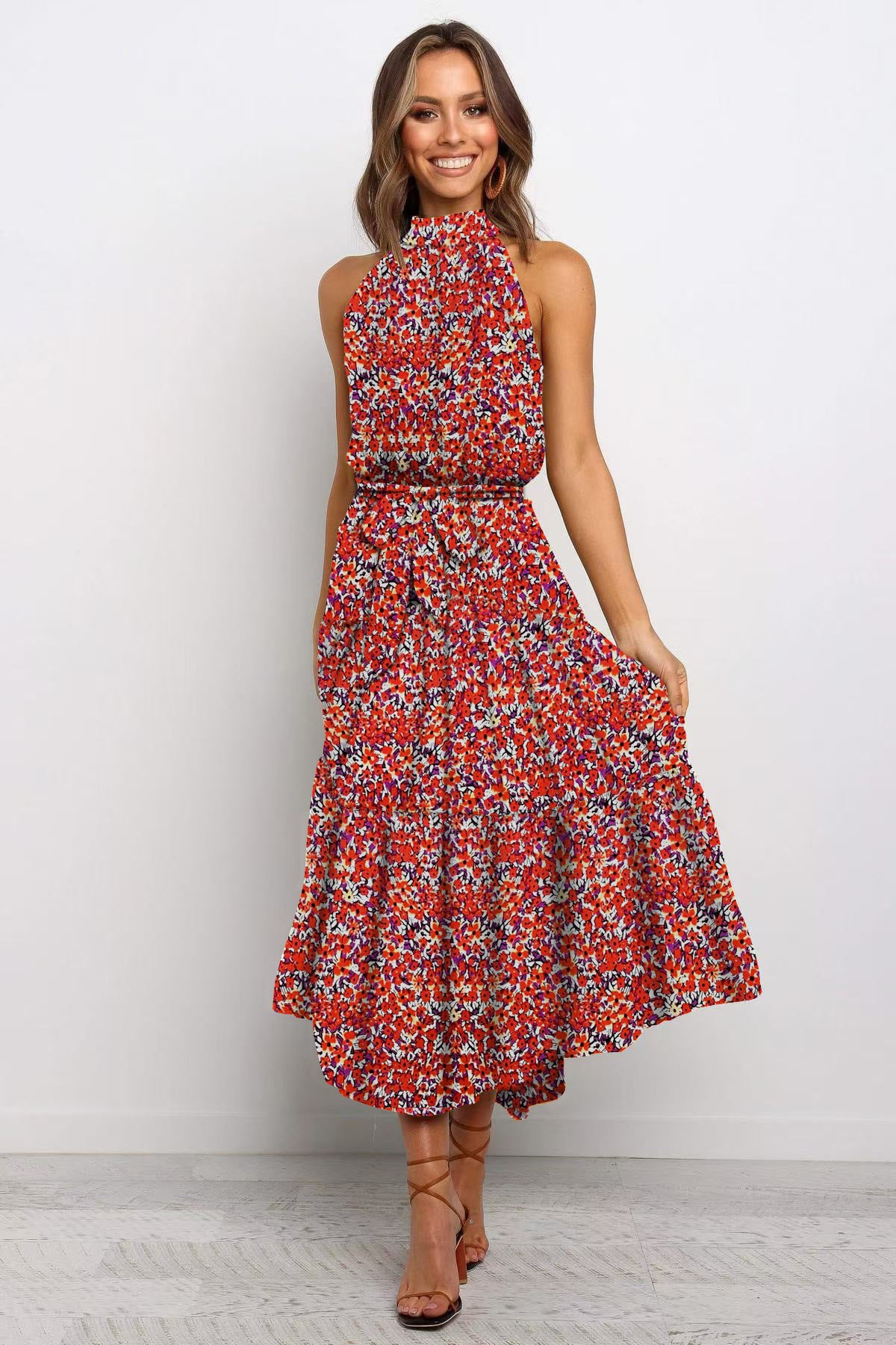 🌿 Title: “Twirl Into Summer: The Polka Dot Tiered Halter Dress – Now in Multiple Colours!” 💚☀️
