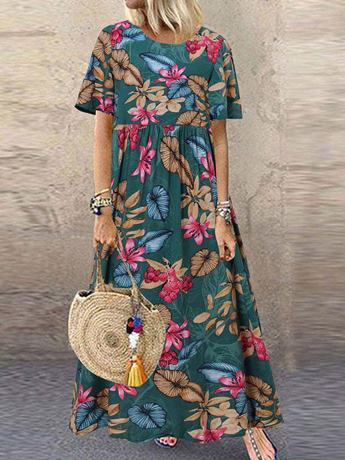 🌺 Island Escape Boho Maxi Dress – Available in Various Tropical Prints
