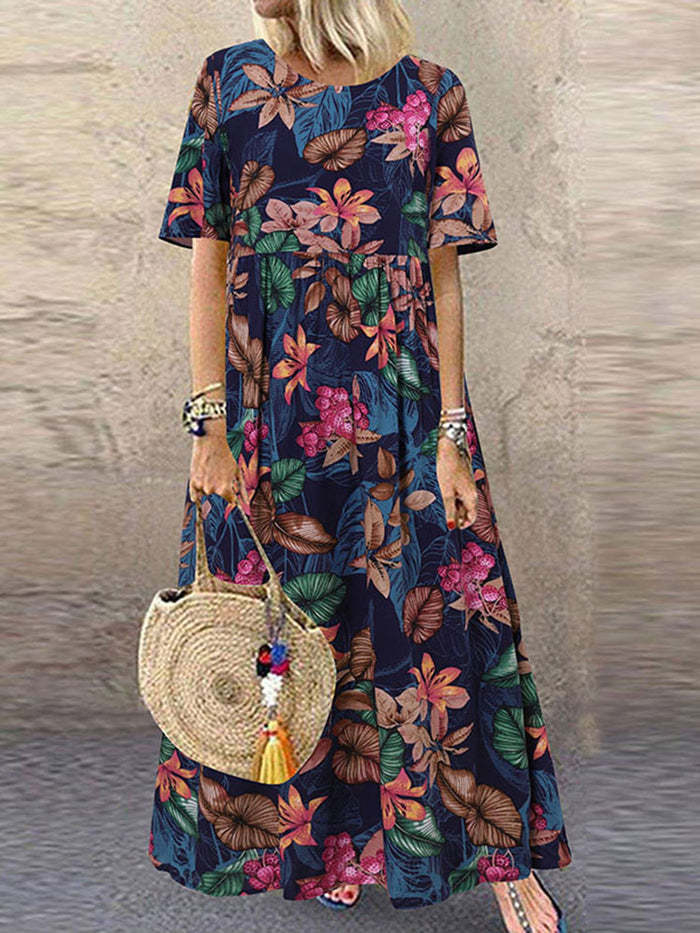 🌺 Island Escape Boho Maxi Dress – Available in Various Tropical Prints