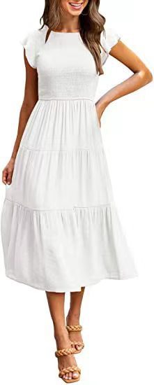 🌿 Everyday Charm Smocked Midi Dress – Comfy, Cute & Classic in Various Colours 💫👗