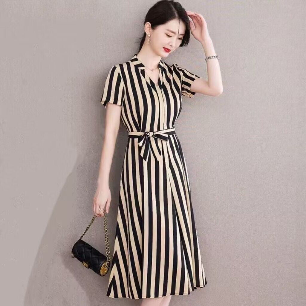 🖤 Classic Stripe Belted Shirt Dress – Sleek, Smart & Sophisticated in Various Colours 👗✨