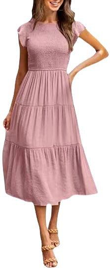 🌿 Everyday Charm Smocked Midi Dress – Comfy, Cute & Classic in Various Colours 💫👗