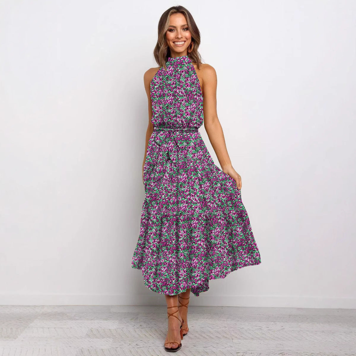 🌿 Title: “Twirl Into Summer: The Polka Dot Tiered Halter Dress – Now in Multiple Colours!” 💚☀️
