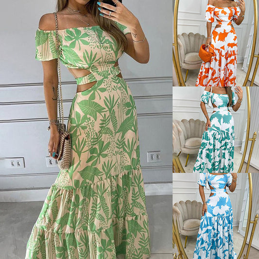🌿 Title: Tropical Off-Shoulder Maxi Dress – Island Vibes in Various Colours 🌿
