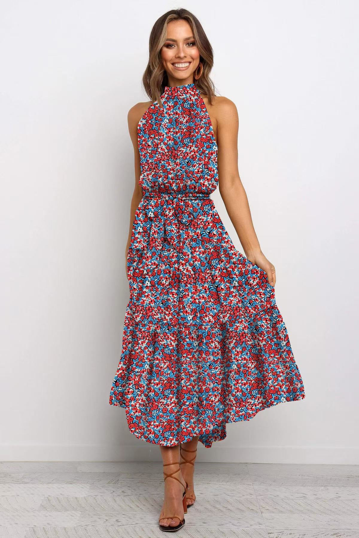 🌿 Title: “Twirl Into Summer: The Polka Dot Tiered Halter Dress – Now in Multiple Colours!” 💚☀️