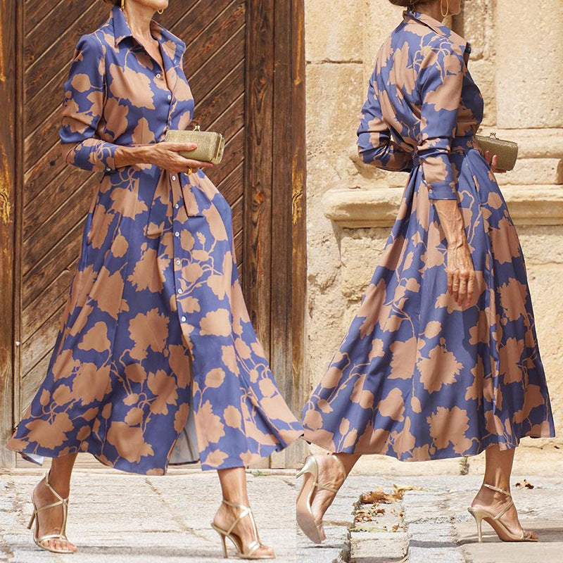 🌿 Luxe Bloom Button-Down Maxi Dress – Sophisticated Style with Timeless Florals 🌸👠
