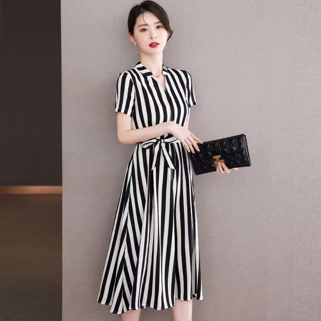 🖤 Classic Stripe Belted Shirt Dress – Sleek, Smart & Sophisticated in Various Colours 👗✨