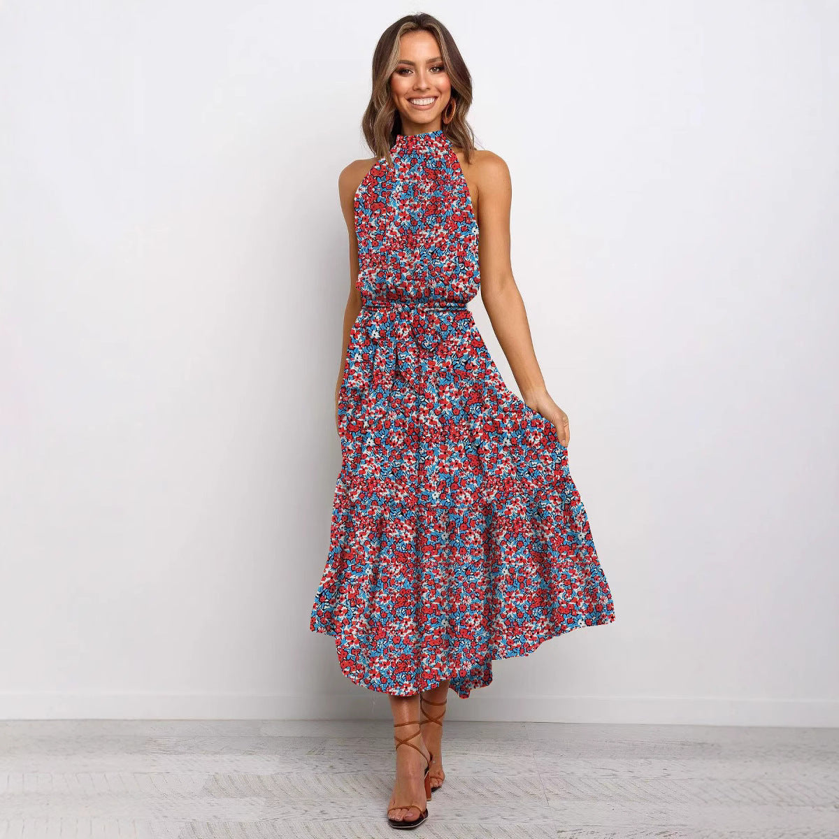 🌿 Title: “Twirl Into Summer: The Polka Dot Tiered Halter Dress – Now in Multiple Colours!” 💚☀️