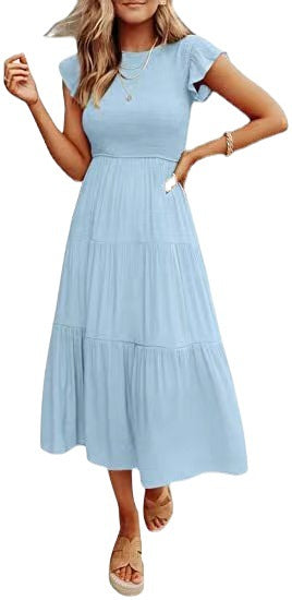 🌿 Everyday Charm Smocked Midi Dress – Comfy, Cute & Classic in Various Colours 💫👗
