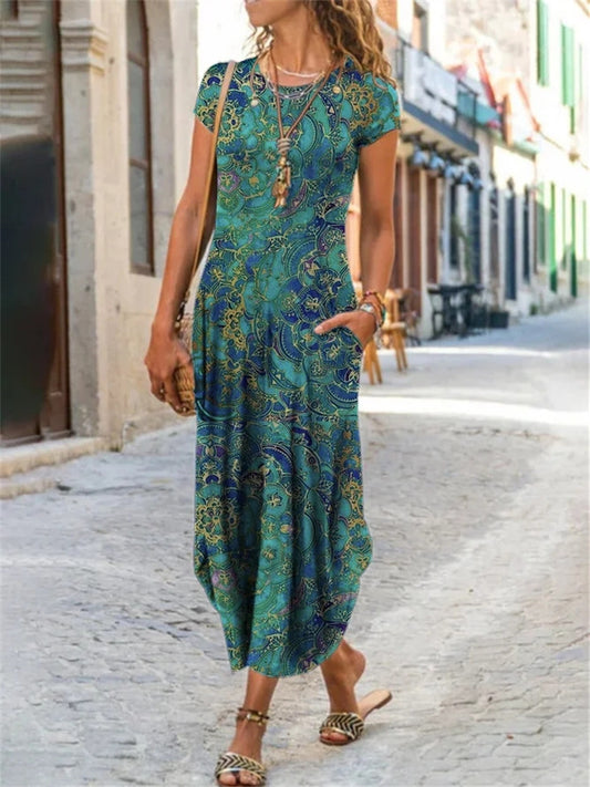 🌊 Title: Boho Paisley Pocket Maxi Dress – Laidback Luxe in Various Designs 🌊