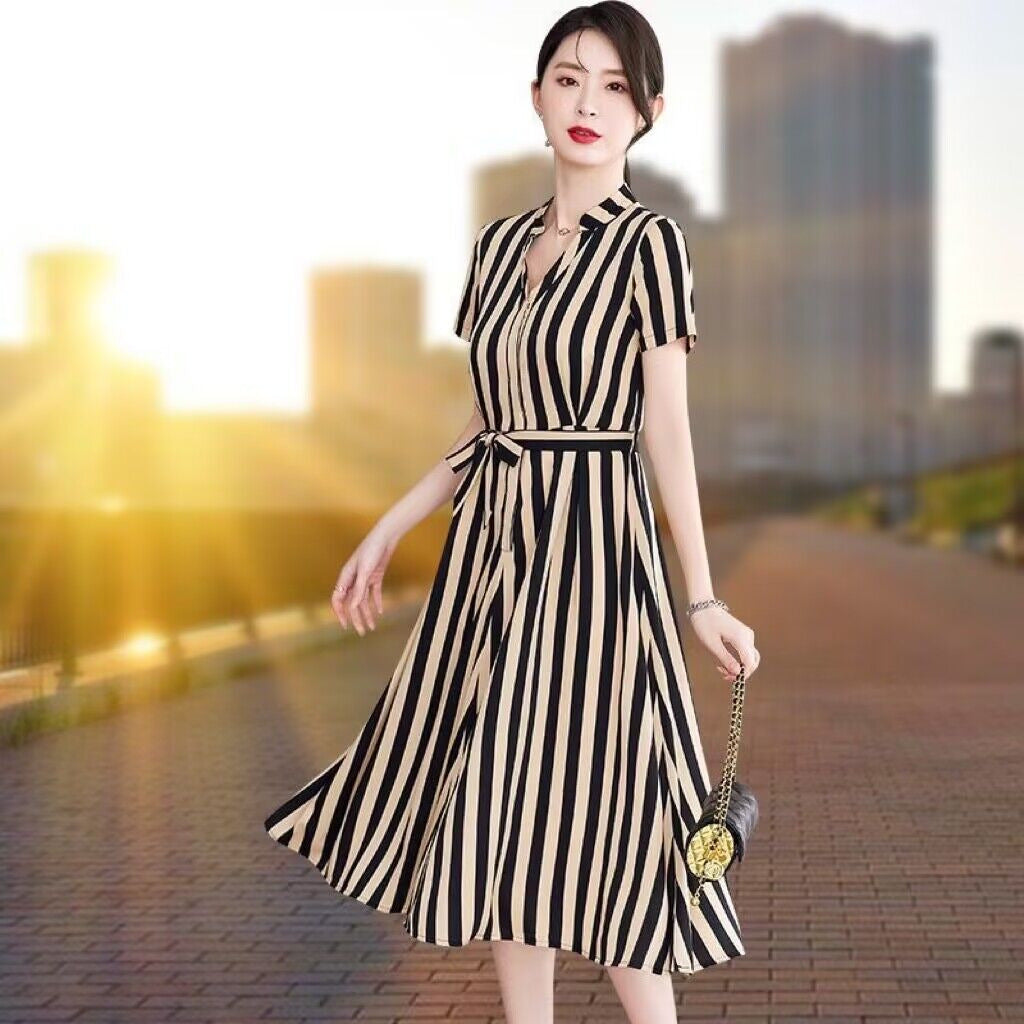 🖤 Classic Stripe Belted Shirt Dress – Sleek, Smart & Sophisticated in Various Colours 👗✨