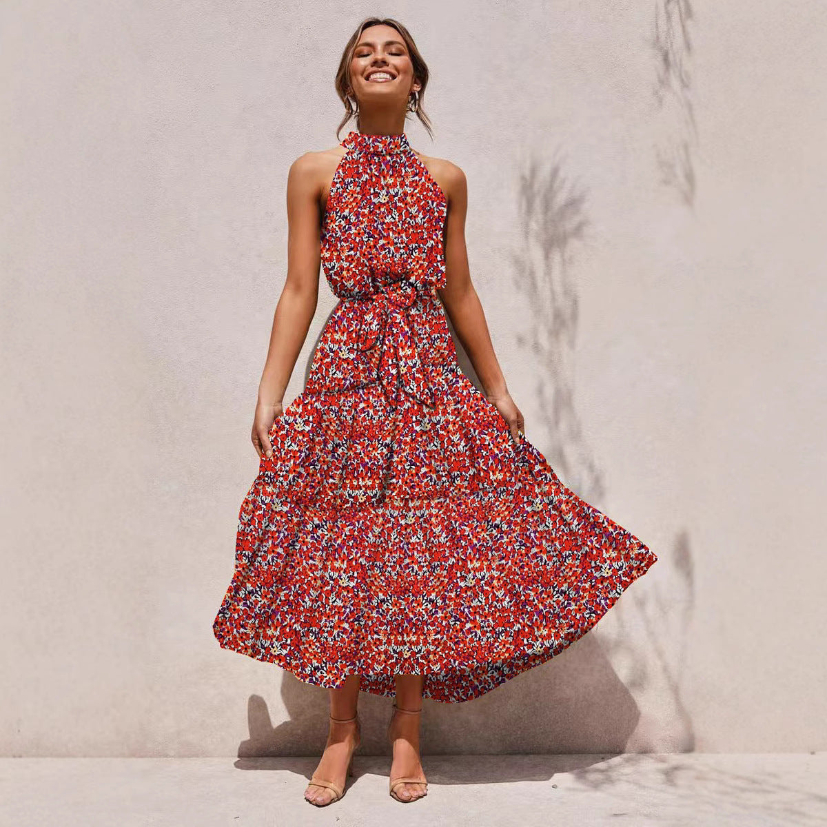 🌿 Title: “Twirl Into Summer: The Polka Dot Tiered Halter Dress – Now in Multiple Colours!” 💚☀️