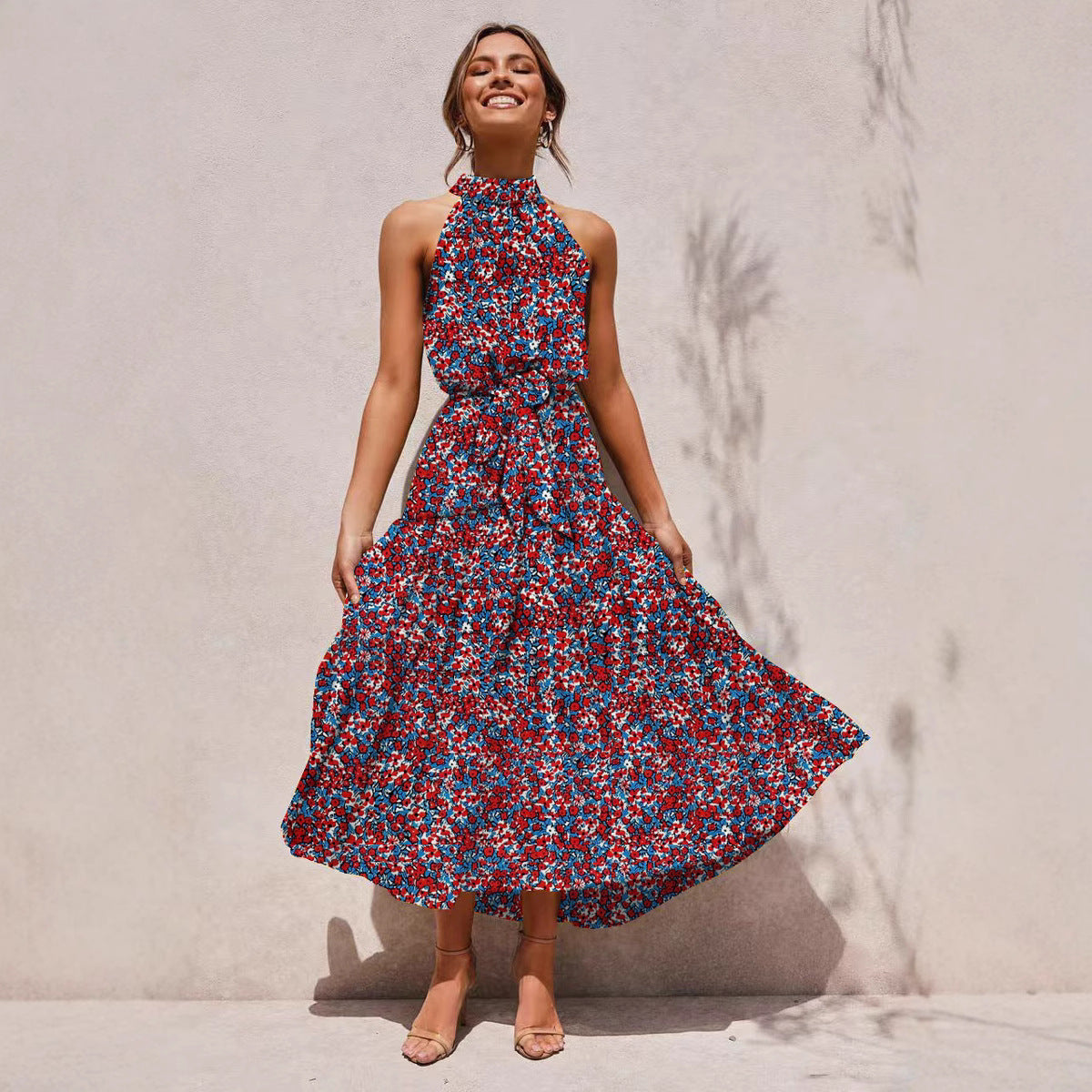 🌿 Title: “Twirl Into Summer: The Polka Dot Tiered Halter Dress – Now in Multiple Colours!” 💚☀️